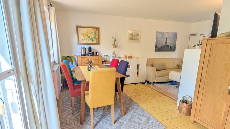 Wohnraum mit Essplatz und Couch